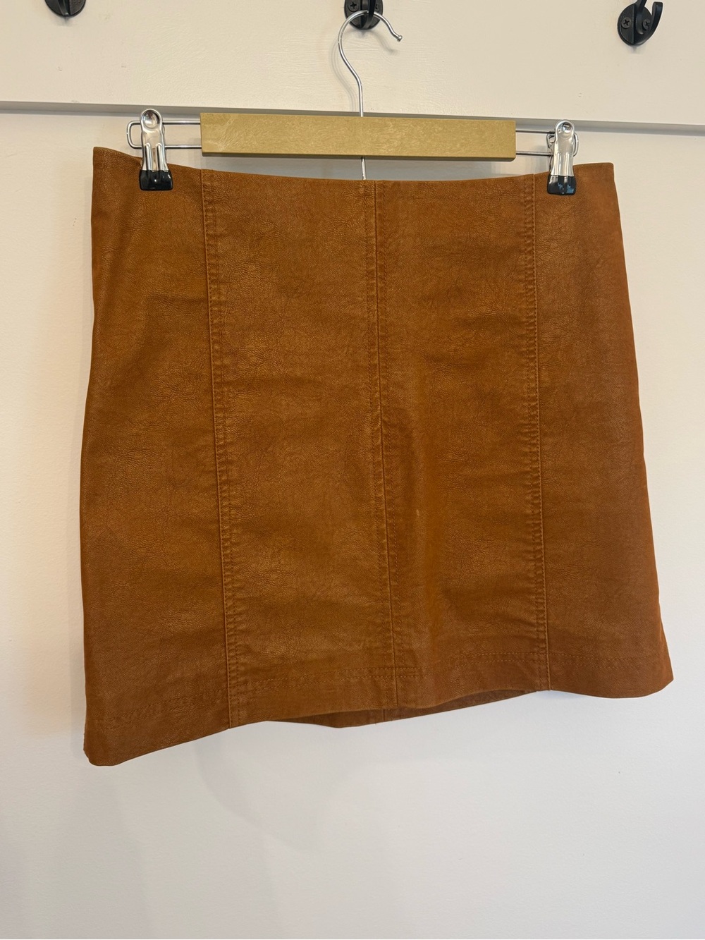 Free People Rust Brown Suede-Look Mini Skirt